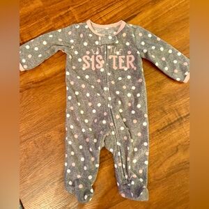 Carters Little Sister fleece footie jumpsuit pajamas 3 months
